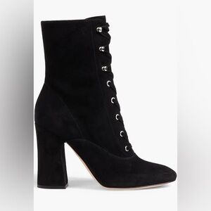 Gianvito Rossi black suede lace up boots, size 6.5